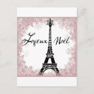 Joyeux Noël Eiffel Tower Paris Weihnachtsdruck Feiertagspostkarte