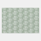 Joyeux Noël et Bonne Année Sage Green Christmas Geschenkpapier Set (Vorderseite 3)