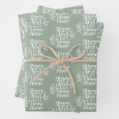 Joyeux Noël et Bonne Année Sage Green Christmas Geschenkpapier Set (Beispiel)