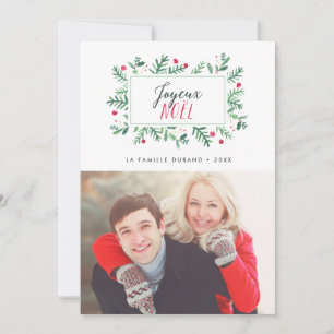 Joyeux Noël Feuillage Peint Carte de Noël Feiertagskarte