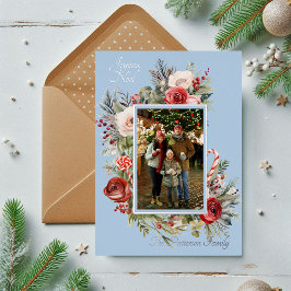 Joyeux Noël Foto Floral Foil French Folien Feiertagskarte