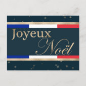Joyeux Noël Französische Flagge auf blaue Weihnach Postkarte (Vorderseite)