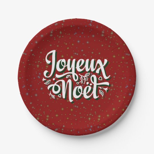 Joyeux Noël French Christmas Text 7" Pappteller (Vorderseite)