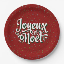 Joyeux Noël French Christmas Text 9" Papierplatte