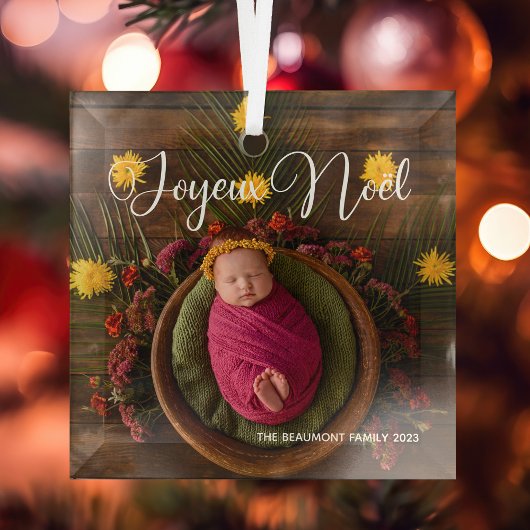 Joyeux Noël French Family Foto Weihnachtsgeschenk Ornament Aus Glas
