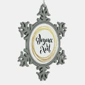 Joyeux Noël - Frohe Weihnachten im Französischen Schneeflocken Zinn-Ornament (Links)