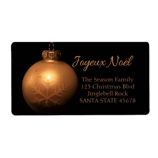 Joyeux Noël Golden Ornament Label (Vorne)