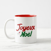 Joyeux Noël Hand Lettered Zweifarbige Tasse (Links)