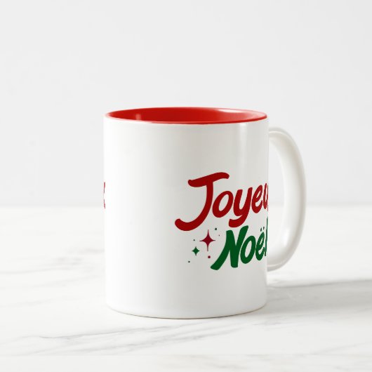 Joyeux Noël Hand Lettered Zweifarbige Tasse (VorderseiteRechts)