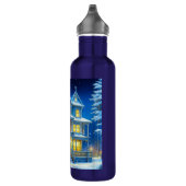 Joyeux Noël Hübsch Blue Christmas House Edelstahlflasche (Rechts)