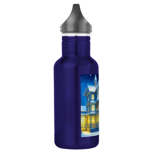Joyeux Noël Hübsch Blue Christmas House Edelstahlflasche (Links)