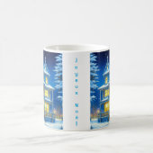 Joyeux Noël Hübsch Blue Christmas House Kaffeetasse (Mittel)