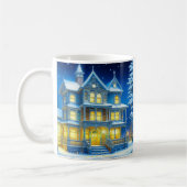Joyeux Noël Hübsch Blue Christmas House Kaffeetasse (Links)