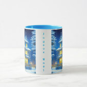 Joyeux Noël Hübsch Blue Christmas House Tasse (Zentrum)