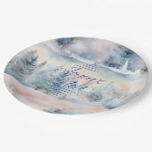 Joyeux Noël in coolen Tönen Pappteller (Schrägansicht)