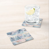 Joyeux Noël in coolen Tönen Rechteckiger Pappuntersetzer (Vor Ort)