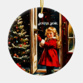 Joyeux Noël - Kleines Mädchen Keramik Ornament (Vorne)