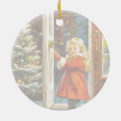 Joyeux Noël - Kleines Mädchen Keramik Ornament (Hinten)
