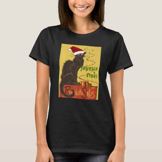 Joyeux Noel Le Chat Noir Christmas Holiday Vector T-Shirt (Vorderseite)
