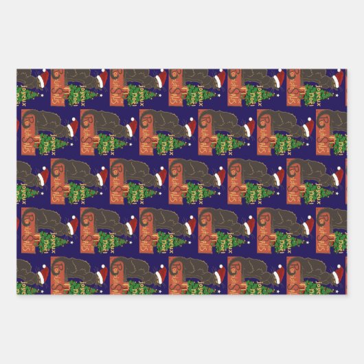 Joyeux Noel Le Chat Noir Spoof With Yule Tree Geschenkpapier Set (Vorderseite)