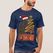 Joyeux Noel Le Chat Noir With Stylized Golden Tree T-Shirt (Vorderseite)