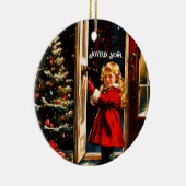 Joyeux Noël - little girl Keramik Ornament (Rechts)