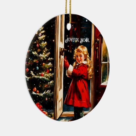 Joyeux Noël - little girl Keramik Ornament (Rechts)