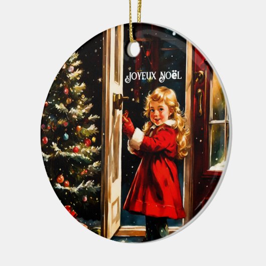 Joyeux Noël - little girl Keramik Ornament (Links)