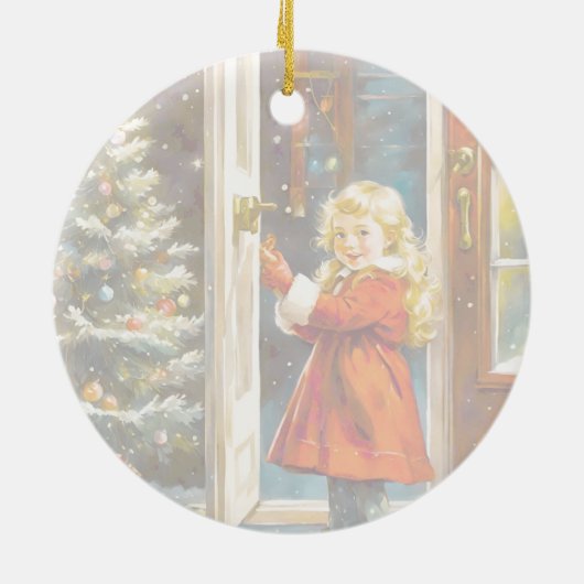 Joyeux Noël - little girl Keramik Ornament (Hinten)
