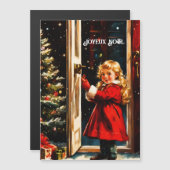 Joyeux Noël - little girl Magnetkarte (Vorne/Hinten)