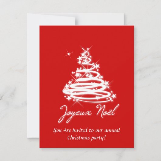 Joyeux Noël mit Weihnachtsbaum Einladung (Vorderseite)