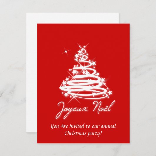 Joyeux Noël mit Weihnachtsbaum Einladung (Vorne/Hinten)