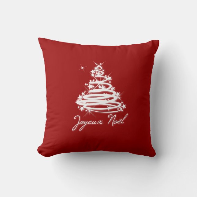 Joyeux Noël mit Weihnachtsbaum Kissen (Vorderseite)