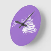 Joyeux Noël mit Weihnachtsbaum Runde Wanduhr (Winkel)