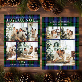 Joyeux Noel Multi Photo Green Plaid Holiday Card Feiertagskarte