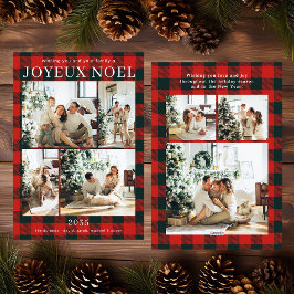 Joyeux Noel Multi Photo Red Buffalo Plaid Feiertagskarte