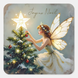 Joyeux Noël | Pretty Fairy Christmas Quadratischer Aufkleber