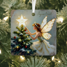 Joyeux Noël | Pretty Fairy Personalized Christmas Ornament Aus Metall