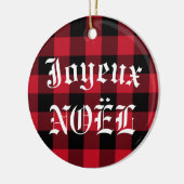 Joyeux Noël Red Black Buffalo Karo Kariert Keramik Ornament (Links)