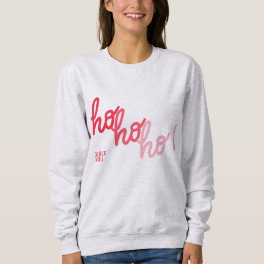 Joyeux Noel Red Pink Hohoho Typography Stylish Sweatshirt (Vorderseite)