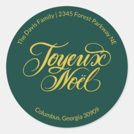 Joyeux Noël Return Address Runder Aufkleber