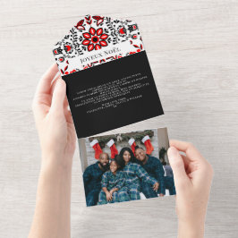 Joyeux Noël Skandinavien Muster Weihnachten All In One Einladung