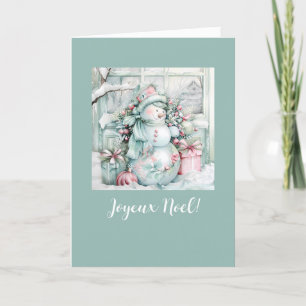 Joyeux Noël Smiling Snowman Faltcard Feiertagskarte