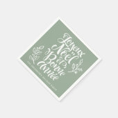 Joyeux Noël und Bonne Année Calligraphy Sage Green Serviette (Ecke)