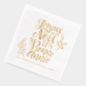 Joyeux Noël und Bonne Année Moderne Kalligrafie Servietten Mit Folie (Links)