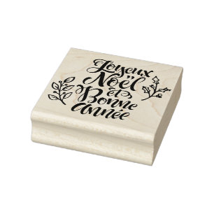 Joyeux Noël und Bonne Année Moderne Kalligraphie Gummistempel