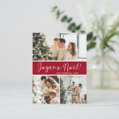 Joyeux Weihnachten 4 Foto Holiday Postkarte (Stehend Vorderseite)