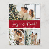 Joyeux Weihnachten 4 Foto Holiday Postkarte (Vorderseite)