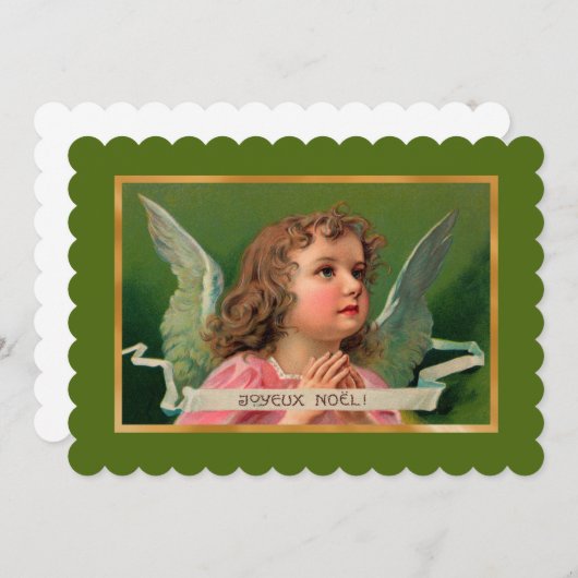 Joyeux Weihnachten Angel Card oder Einladung (Vorne/Hinten)