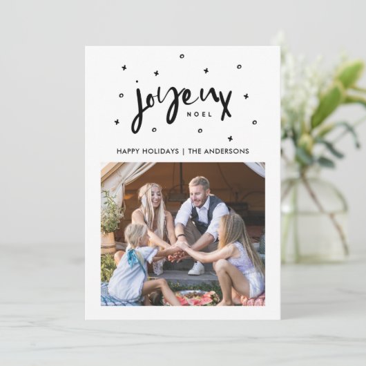 Joyeux Weihnachten Boho Bird Family Foto Weihnacht (Stehend Vorderseite)